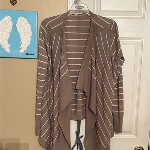 Striped light brown Women's cardigan sweater